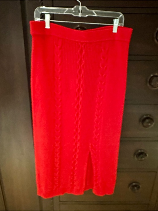 Calvin Klein Jeans Dresses & Skirts - Calvin Klein Jeans Red Cable-Knit Pencil Skirt